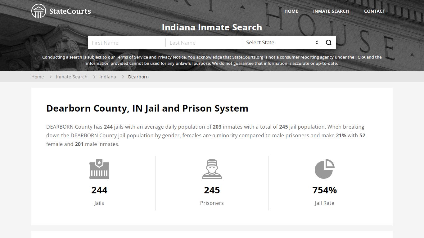 Dearborn County, IN Inmate Search - StateCourts