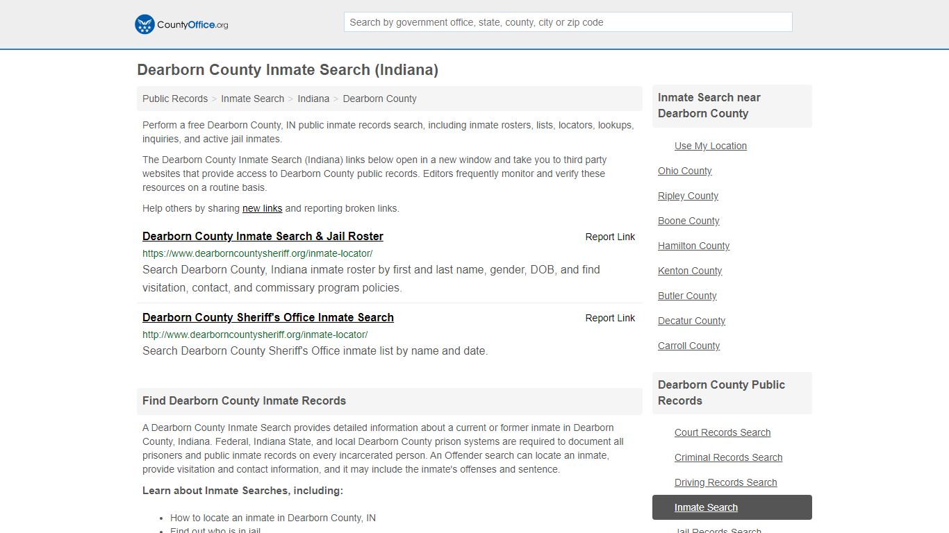 Inmate Search - Dearborn County, IN (Inmate Rosters ...