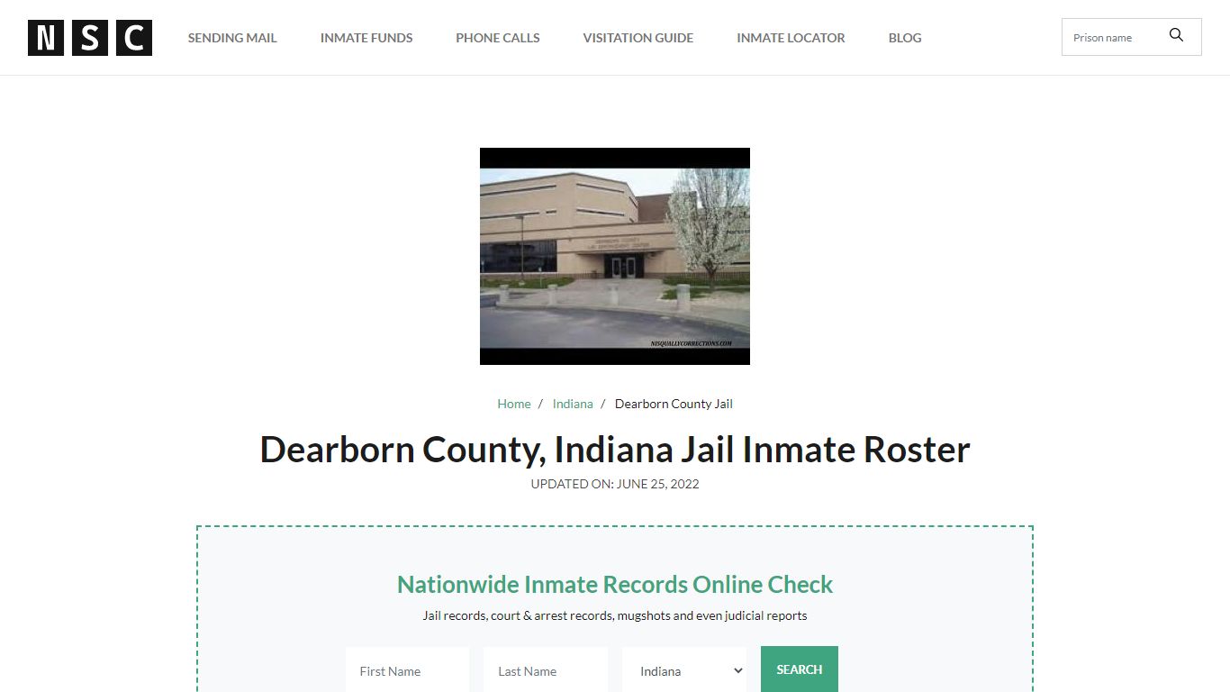 Dearborn County, Indiana Jail Inmate List